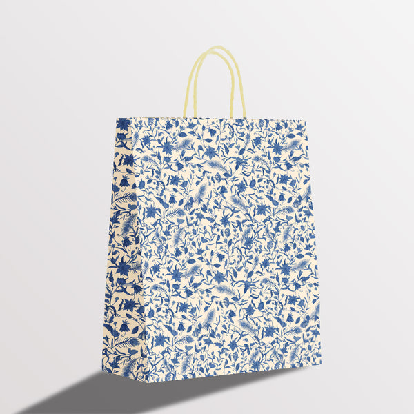 Boxish Designer Blue Pattern Paper Bag