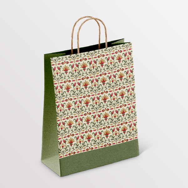 Boxish Designer Green Pattern Paper Bag